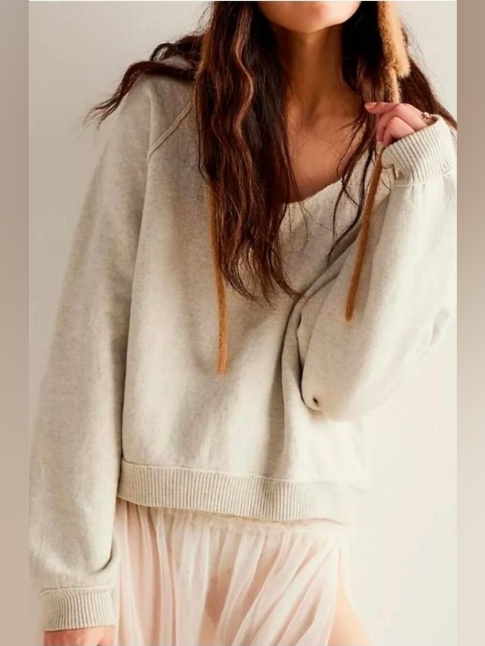 Free People Midnight Pullover Sweater  Heather Grey Combo XS Lastone NWT$